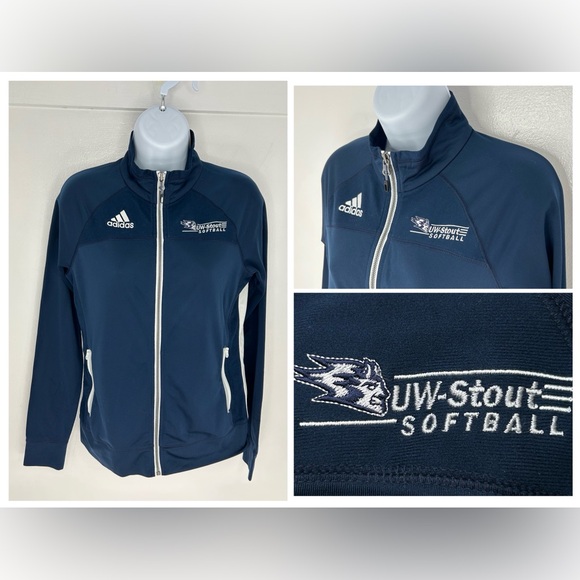 University Wisconsin Stout Adidas Size XS‎ Softball Full Zip Jacket Blue Devils - Picture 1 of 14